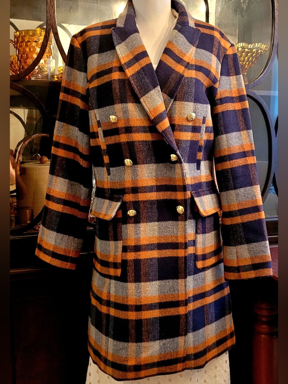 Biltmore Overcoat w/ Gold Antler Buttons and a Navy Liner